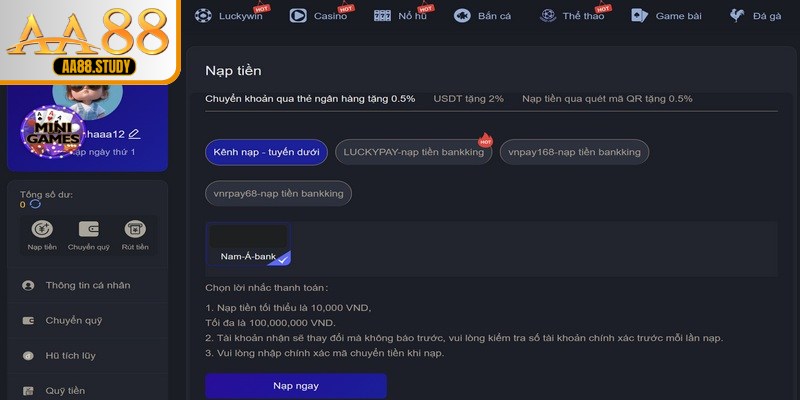 Thanh toán cực nhanh chóng, đa dạng hình thức để hội viên chọn lựa