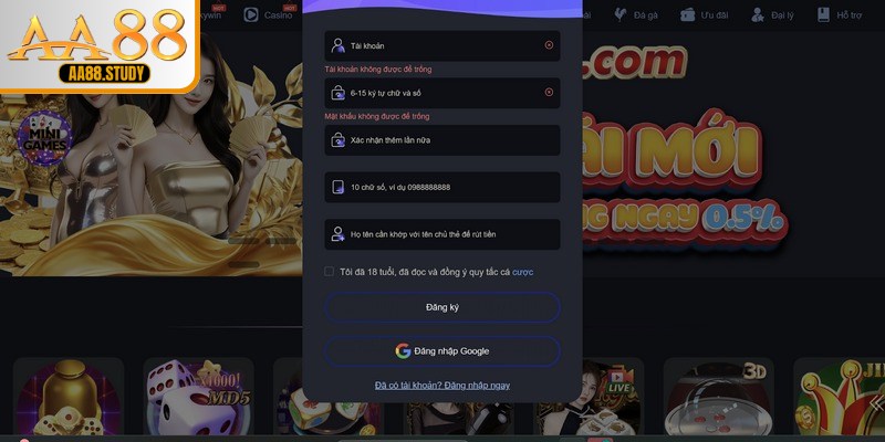 Chi tiết các bước đăng ký AA88 nhanh, tiện lợi